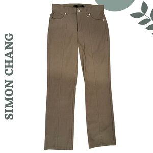 🛍️3/$40 Simon Chang Brown Dress Pants Size 2 Stretch Blend Mid-Rise Straight Leg